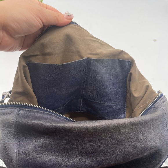 TANO Leather Top Zip Hobo Bag with Side Zippered Pockets - Picture 13 of 14